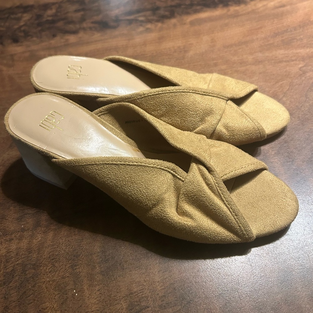 CAbi Marigold Suede Block Heel Mule Sandal